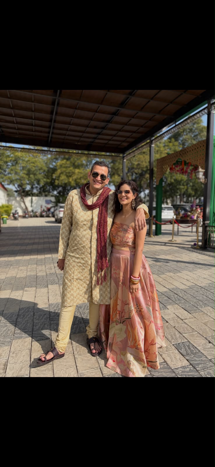 Simran and Varun together, dressed for a celebration